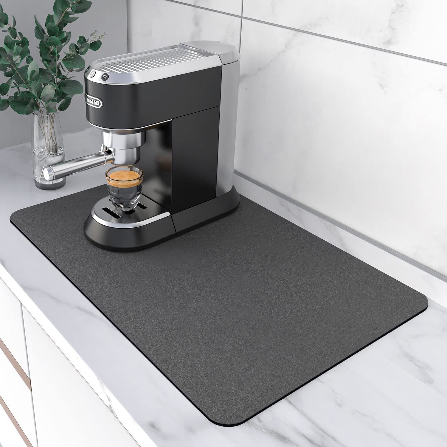 Coffee Mat Coffee Bar Accessories,No Water Marks Drying Mat for Kitchen Hide Stain Rubber Backed, Bar Mat Fit Under Coffee Machine Coffee Pot Appliance Mats