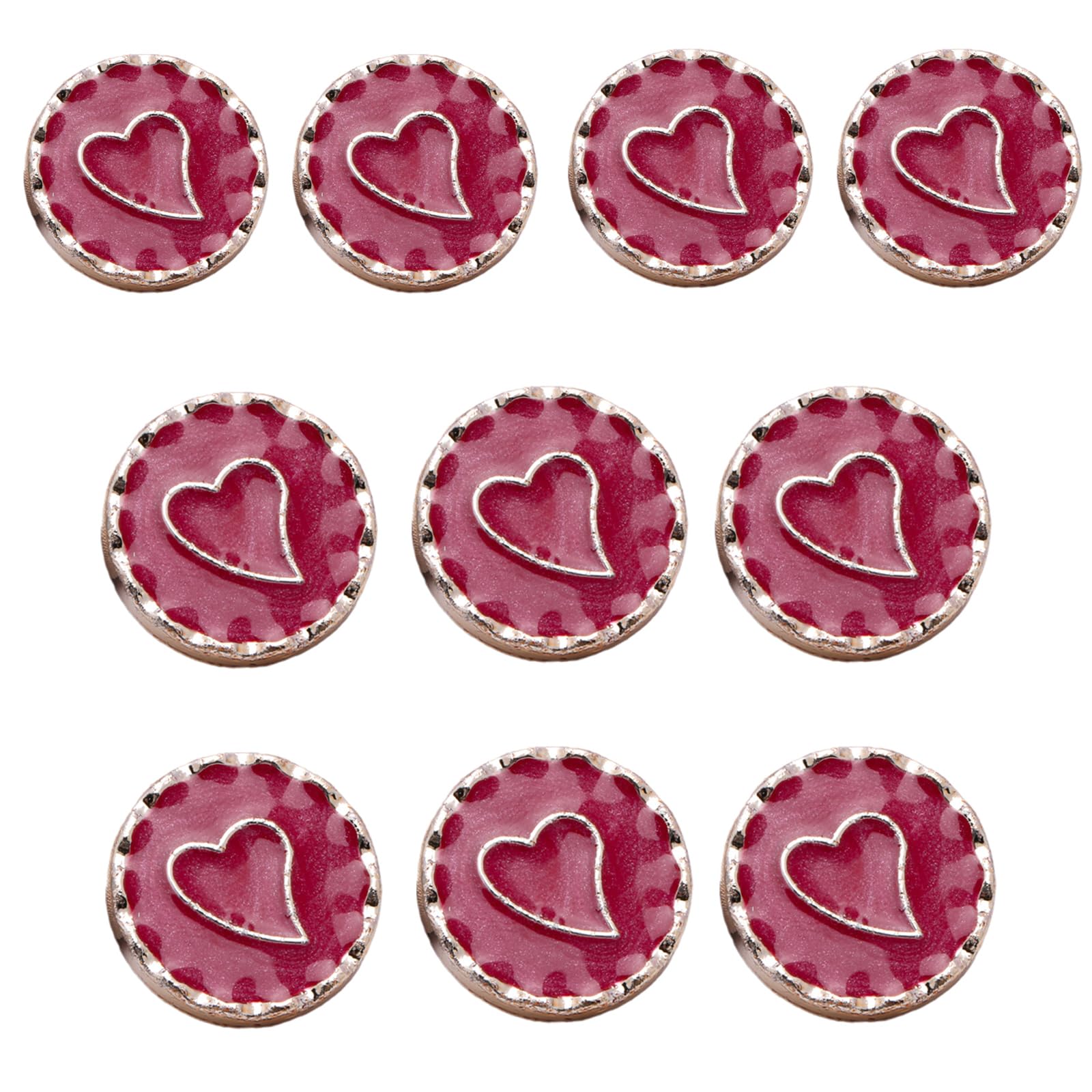 ZWWAAZHF 10Pcs Sewing Craft Button Round Metal Button with Hole for Sewing Craft Coat Clothes Decoration Knitting Dressmaking Heart for