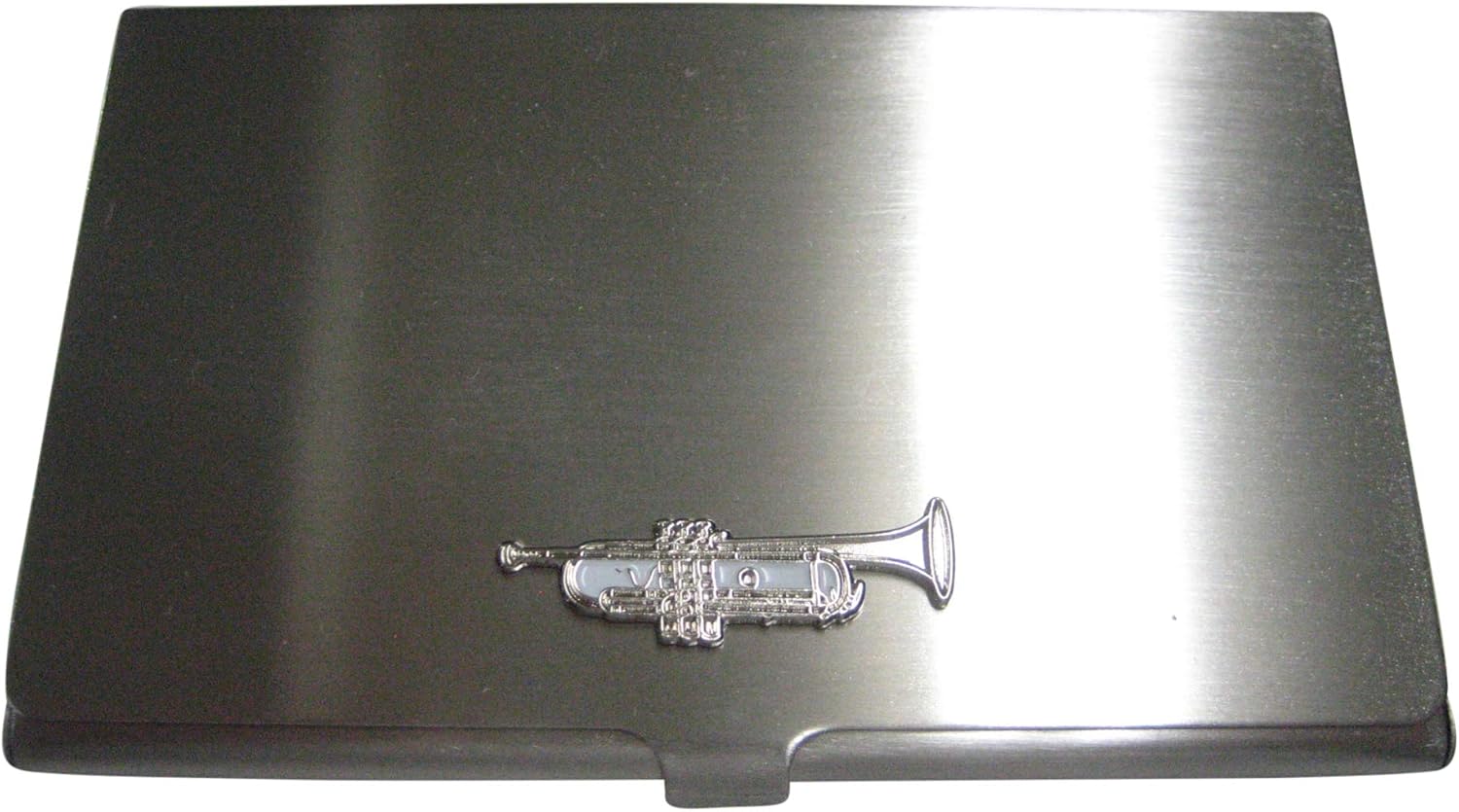 Kiola Designs Silver and White Toned Music Trumpet Business Card Holder
