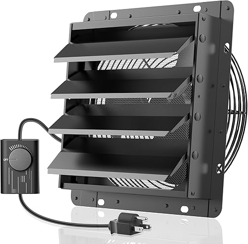 Miniatura 27 de HG Power Ventilador de escape de obturador mejorado de 10 pulgadas, ventilador de escape de cobertizo de bajo ruido 647CFM con pantalla de malla