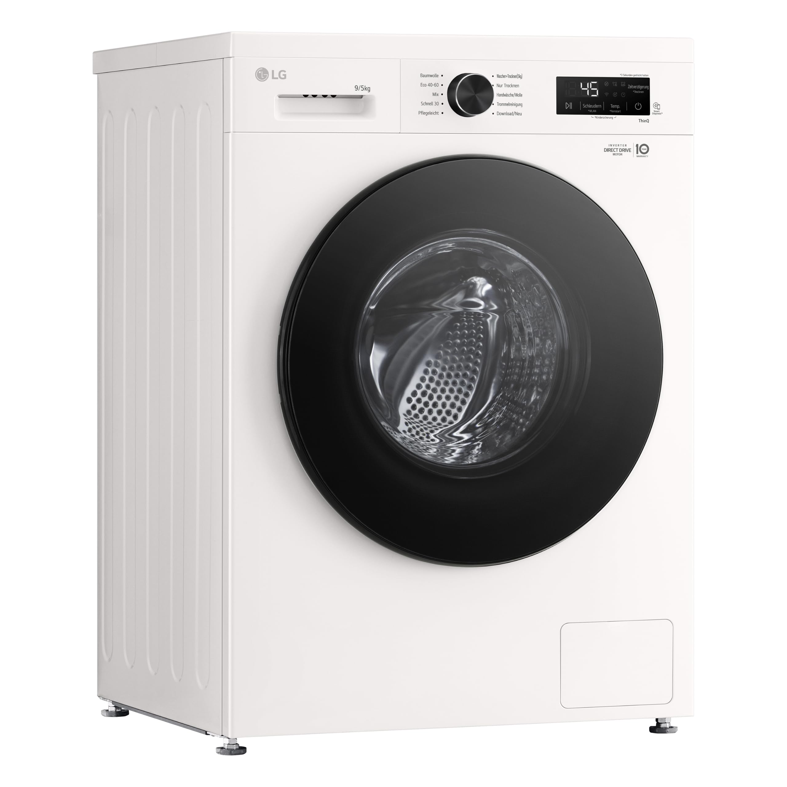 LG W4WB3095Y Waschtrockner (9 kg Waschen/5 kg Trocknen, Energieeffizienzklasse A/E 1.300 U/Min.) mit Steam, AquaLock und 6 Motion, Weiß