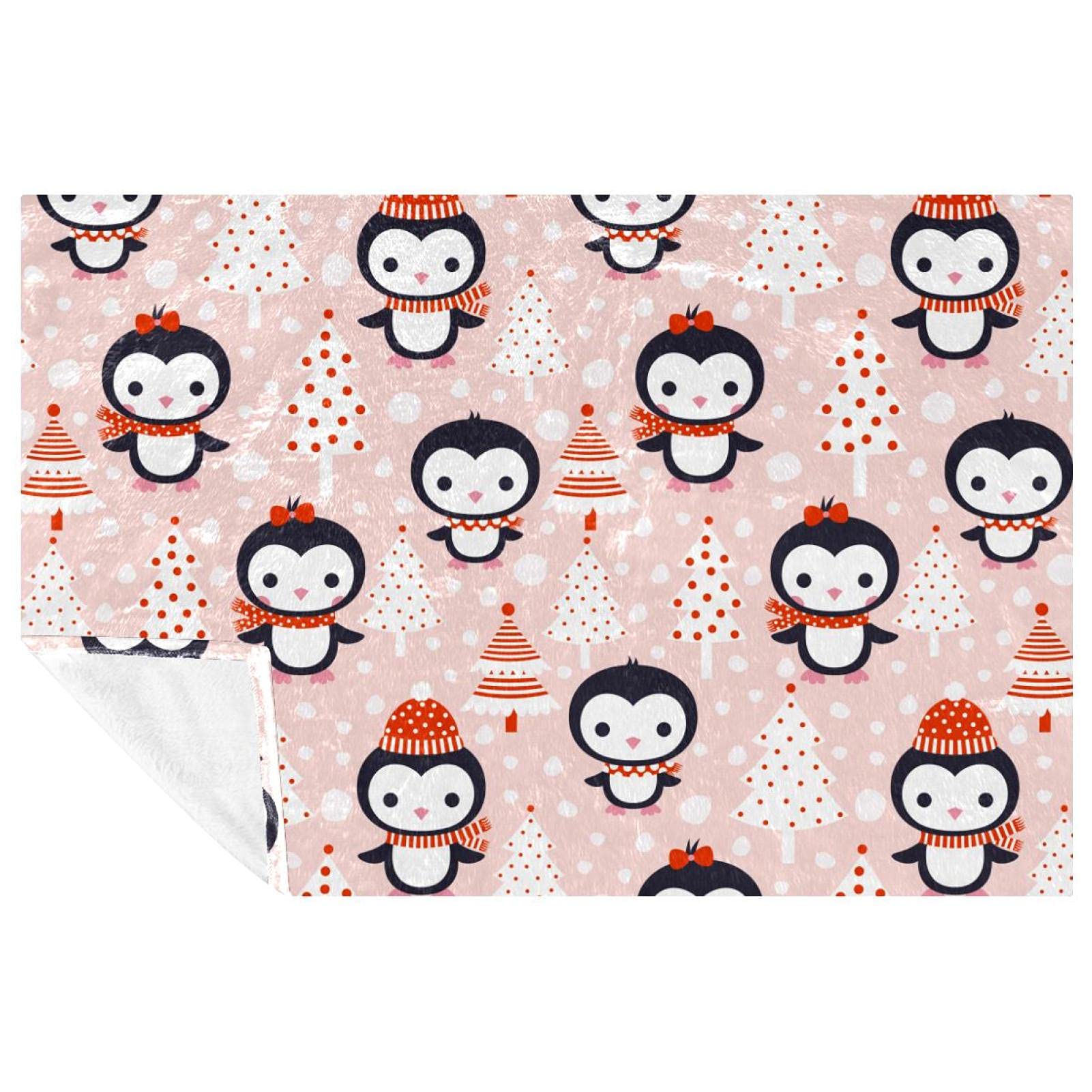 Couverture de Noël pingouin rose cadeau idéal pour canapé