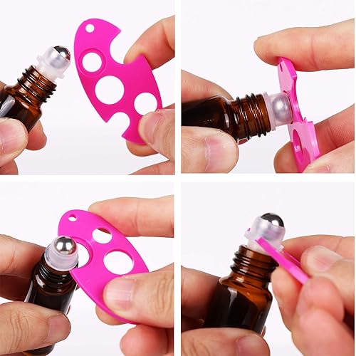 Miniatura 5 de inice Aplicador de aceites esenciales de 100 botellas de rodillo ámbar Galss de 3.4 fl oz con casquillo de aleación de aluminio de bolas de rodillo