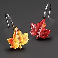 Vista 4 de Ganchos para cortina de ducha con hojas de arce, 12 ganchos decorativos para cortina de ducha de Acción de Gracias, anillos de cortina de ducha