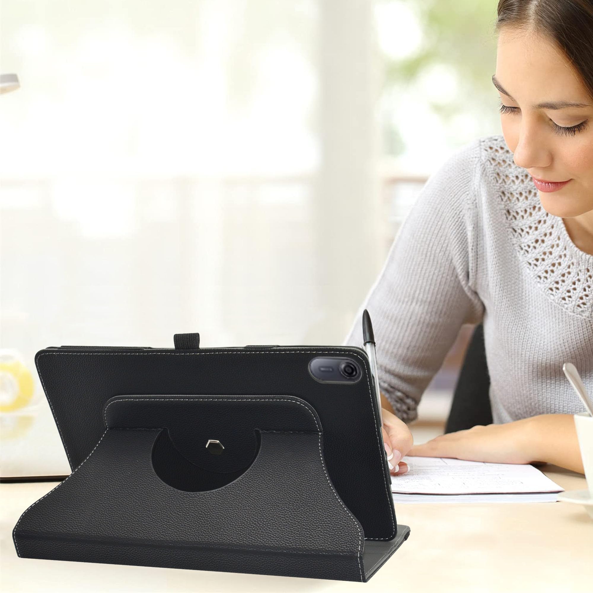 MAMA MOUTH Hülle Für Acer Iconia Tab P10 – 360° Drehbar, Mit Ständerfunktion, Kunstleder, Schwarz