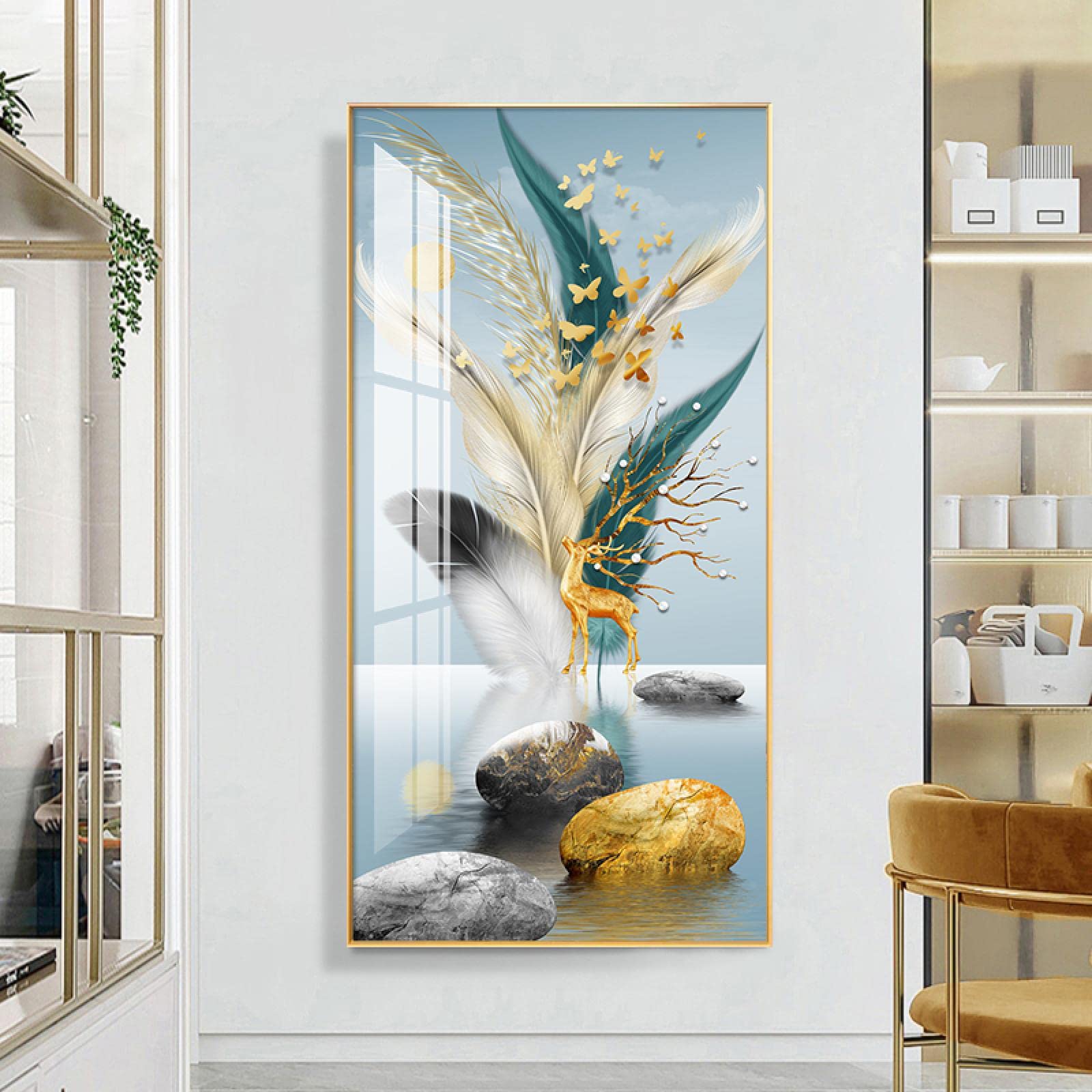Impression d'art mural bleu or avec cadre intérieur en bois - 8
