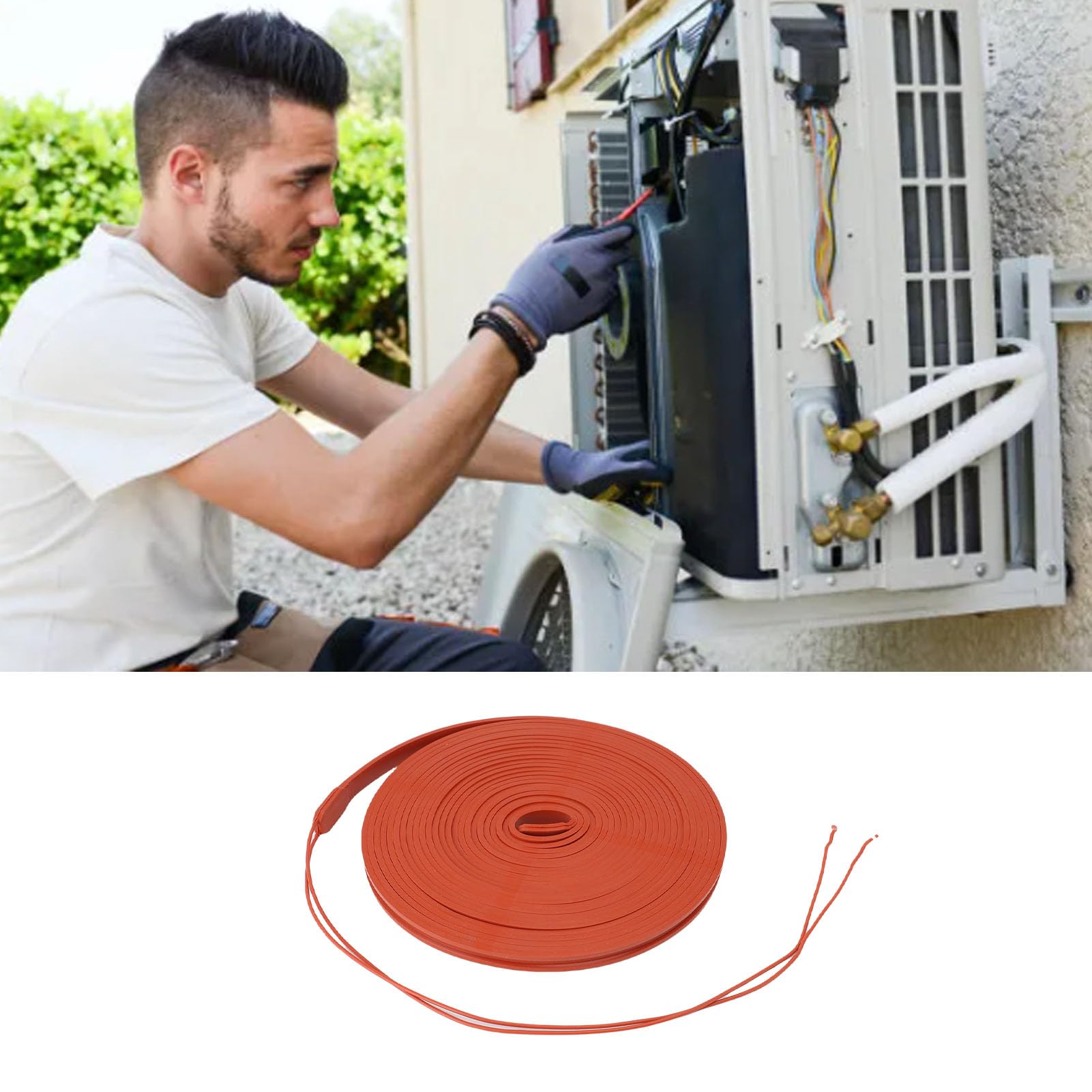 Cinta Térmica para Tuberías de Agua, 15x10000 Mm, 750 W, Cable Calefactor de Silicona Flexible a Prueba de Lluvia, para Techo y RV