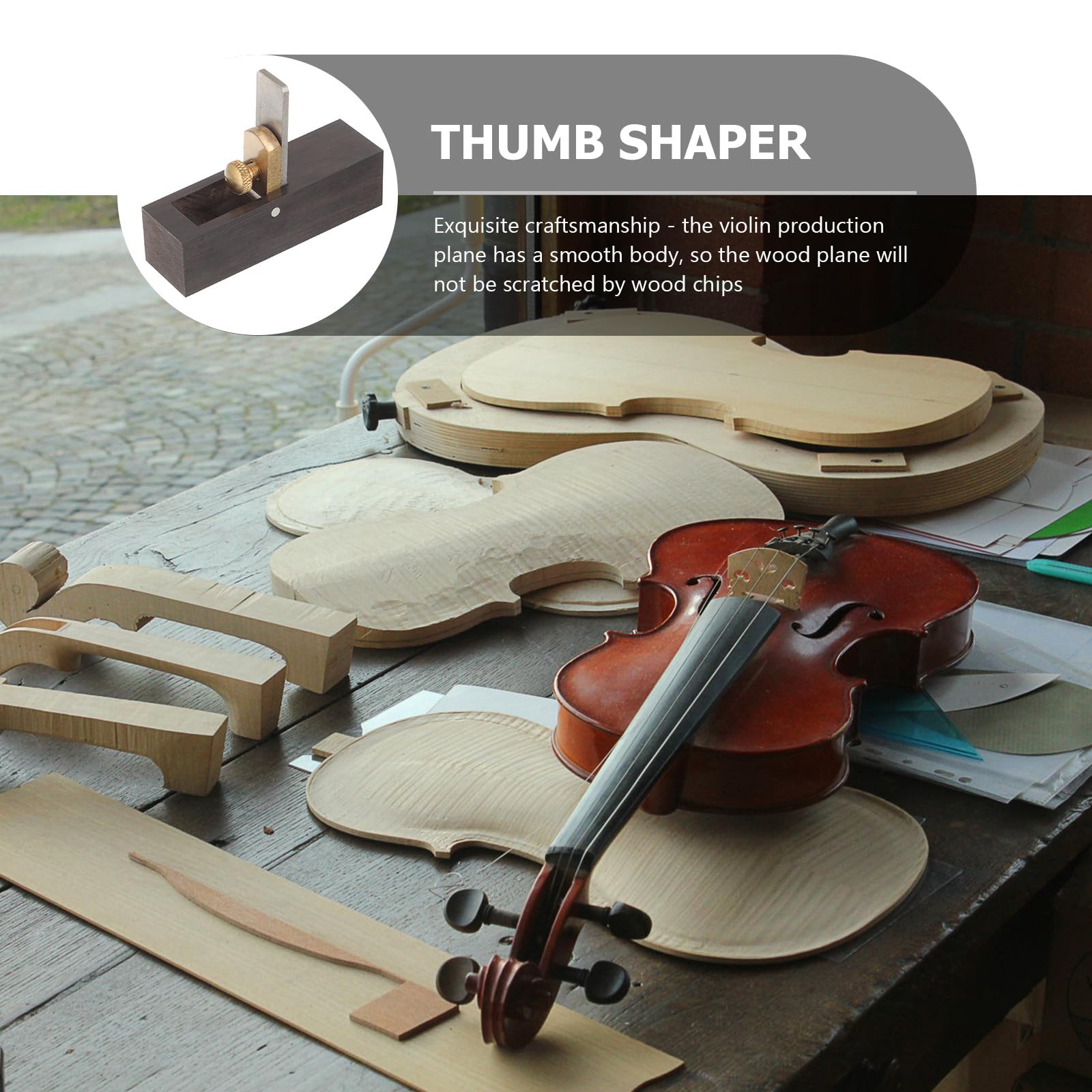 GALPADA Pialla Manuale per Liuteria in Ottone Lama Affilata, Strumento per Lavorazione Legno di Violino, Viola e Violoncello, Utensile Regolabile per Rimozione Trucioli e Finitura Fine