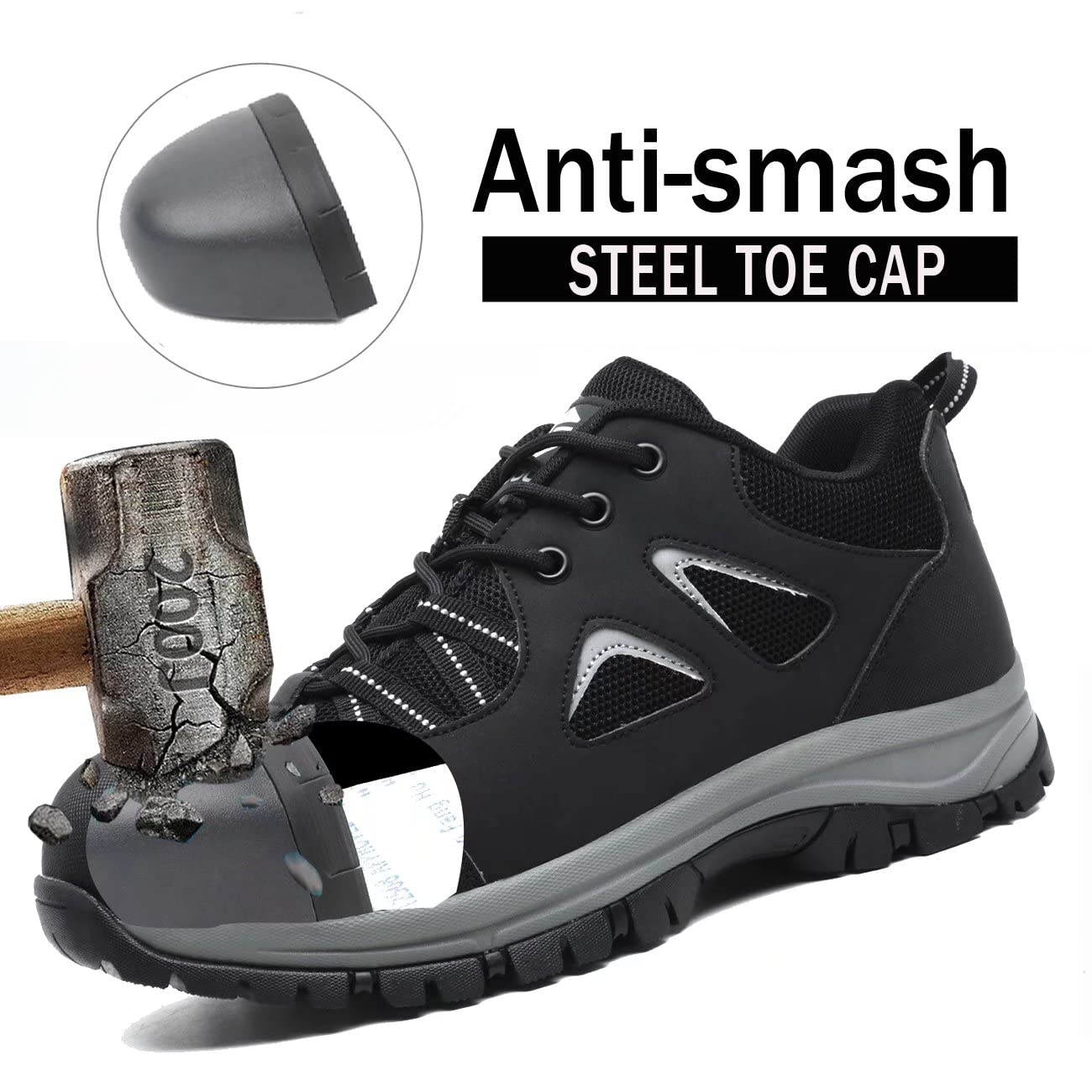 Scarpe Antinfortunistiche Uomo Donna Scarpe da Lavoro con Punta in Acciaio Leggere Comodo Sportive di Sicurezza Scarpe