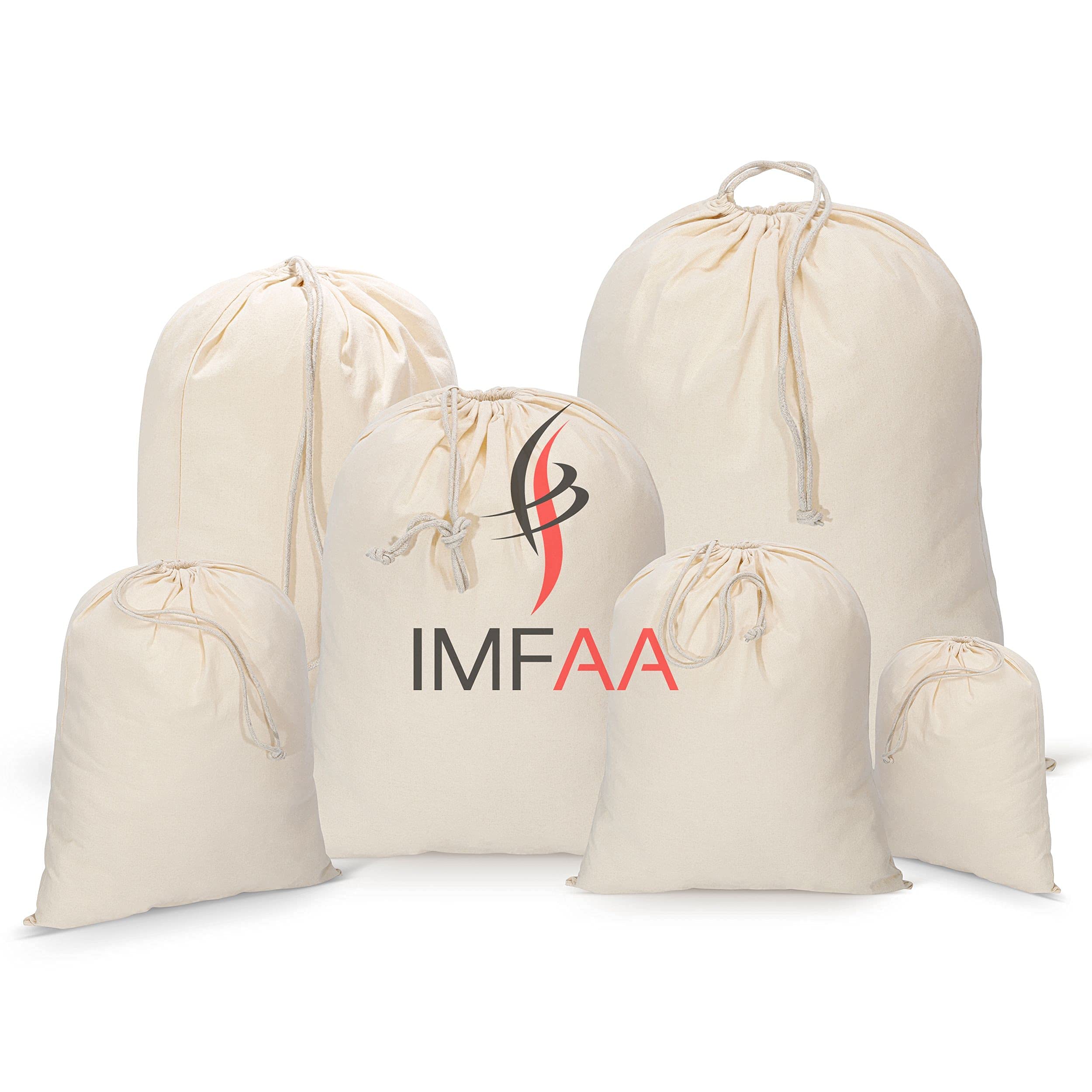 Imfaa Natural Small(25X30) Drawstring Laundry Sack, Stocking, Storage, Muslin Cotton Shopping Bags. (Pack-3, )