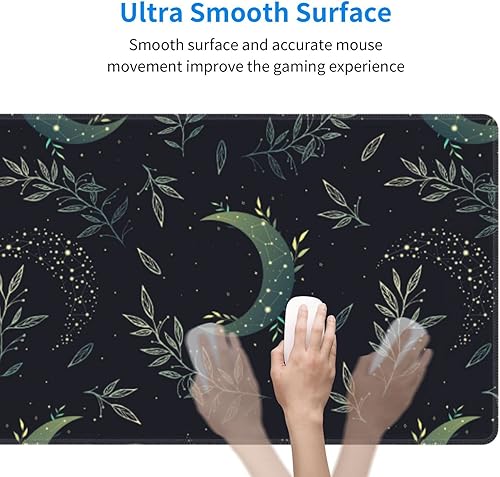Miniatura 7 de Alfombrilla de mouse grande para juegos con diseño bohemio y negro con diseño de luna mágica XL extendida alfombrilla de escritorio completa base de