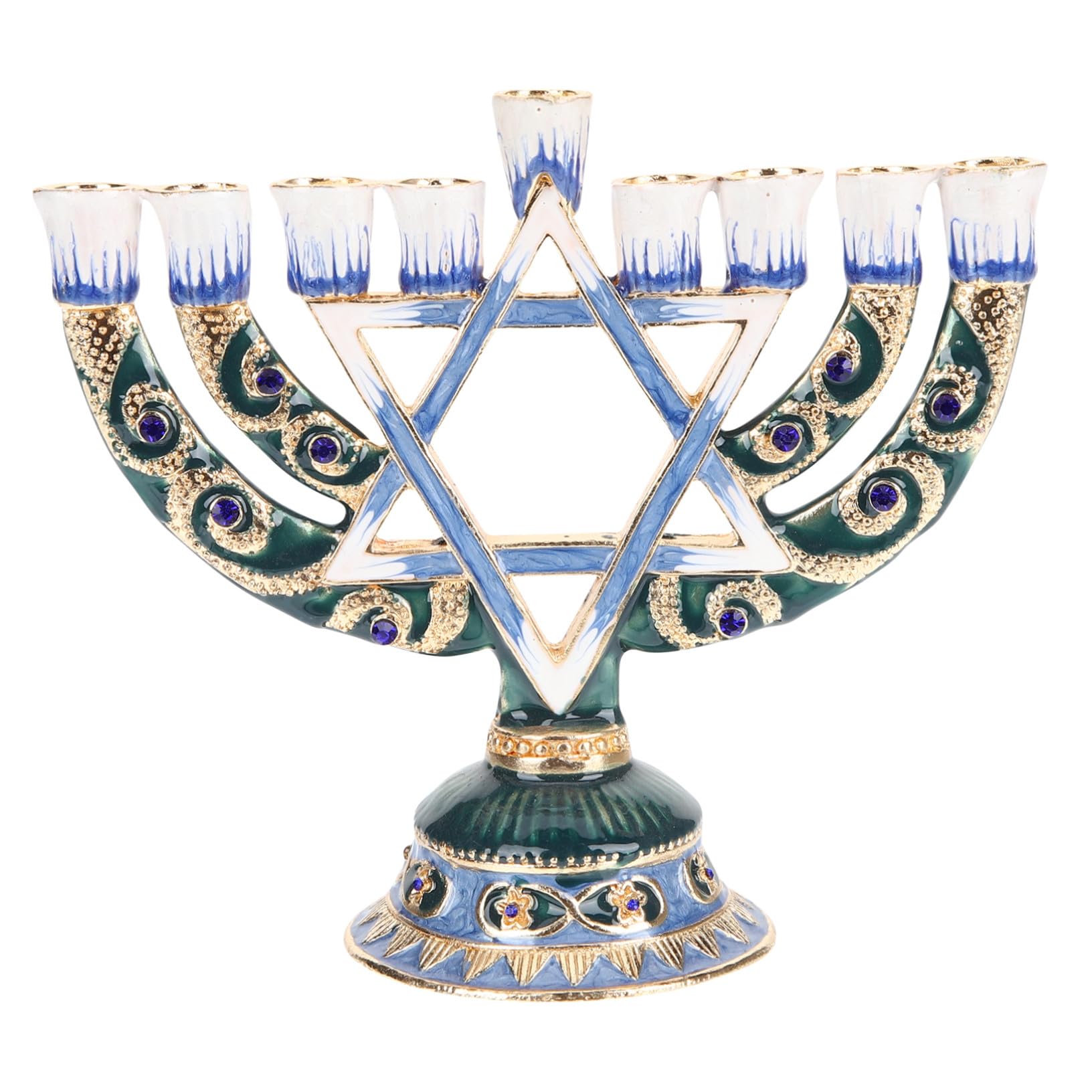 INOOMP Candelabro Ebraico a 9 Rami Portacandele Decorativo per Tavola e Arredamento, Design Retrò per Hanukkah