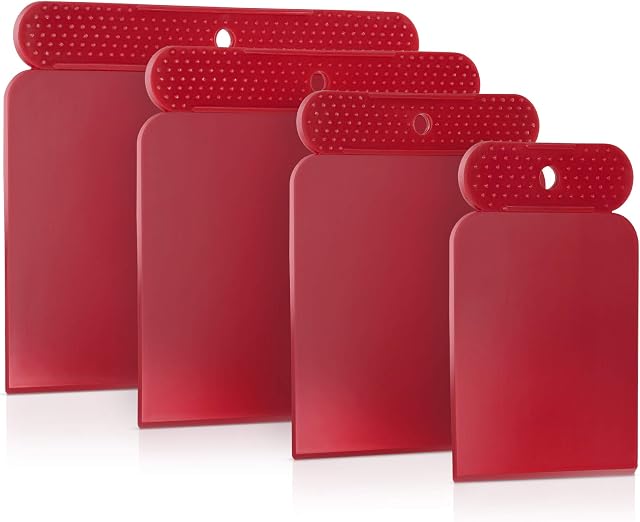 Japoński szpachli - 4-częściowy zestaw plastikowych szpatułek premium - Łatwy do czyszczenia szpachla plastikowa - Bardzo duże pokrętła uchwytu - 4 japońskie szpachle do malowania akrylem
