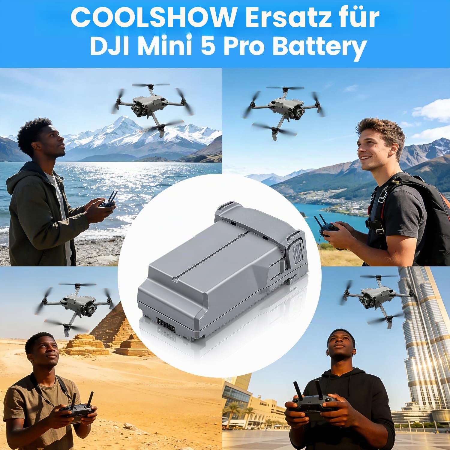 COOLSHOW Intelligent Flight Mini 5 Pro/4 Pro/Mini3 Serie Akku 2er-Pack 5000 mAh Bietet 52 Minuten maximale Flugzeit Kompatibel mit DJI Mini 5 Pro/Mini 4/3/3 Pro Plus