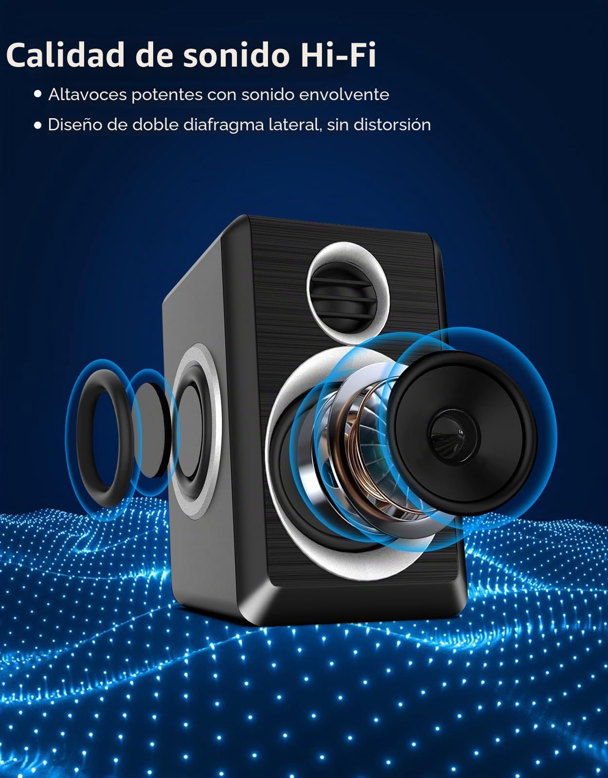 Altavoces 2.0 para PC y portátil – Sonido estéreo con Graves Profundos, conexión AUX de 3,5 mm, alimentación por USB, compatibles con Ordenadores de sobremesa y portátiles (Negro)