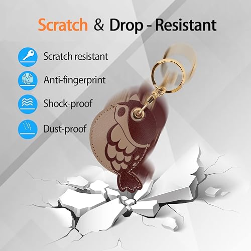 Miniatura 238 de Funda de cuero compatible con Apple AirTag, rastreador de llavero GPS Airtag con llavero, cubierta protectora antiarañazos para AirTag