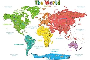 Discover the World: Educational World Map Wall Stickers for Kids and Explorers