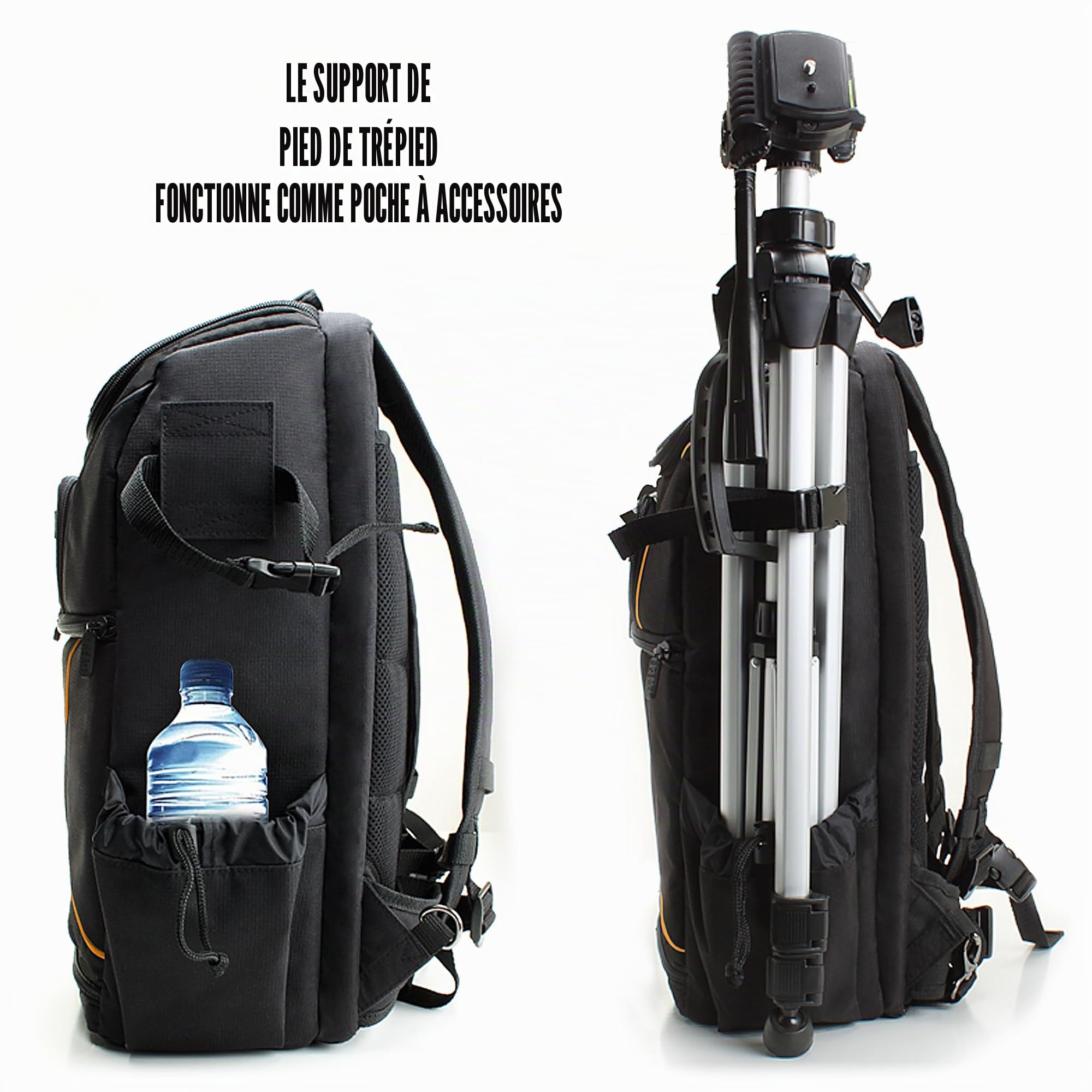 USA Gear Sac à Dos Appareil Photo Réflex Numérique avec Support Trépied, Compartiment Ordinateur Portable et Rangements Accessoires - Sac Photo Compatible avec Canon, Nikon, Pentax et Plus - Orange