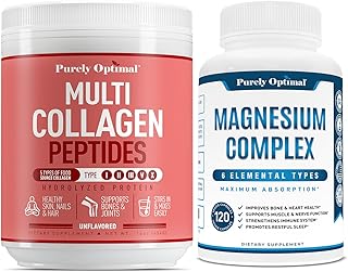 Purely Optimal Premium Multi Collagen Powder + Premium Magnesium Complex - Magnesium Citrate, Malate, Muscle Relaxation - ...