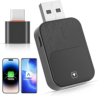 Poat Wireless CarPlay Adapter & Android Auto Wireless Adapter, Dual-Mode Bluetooth & WiFi for iOS/Android, Plug-and-Play Design with A7 Chip, OEM Control Compatibility, Auto-Reconnect