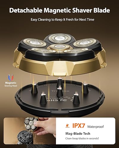 Miniatura 4 de Head Shaver Pro para hombres calvos cuchillas recubiertas de titanio recortadora eléctrica magnética 5 en 1, potente motor de 8500 RPM, carga rápida