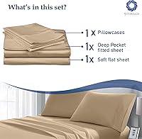 Vista 4 de Sábanas de satén 100 % algodón de 400 hilos, con bolsillo profundo, sábanas de algodón vigorosas, frescas y fuertes