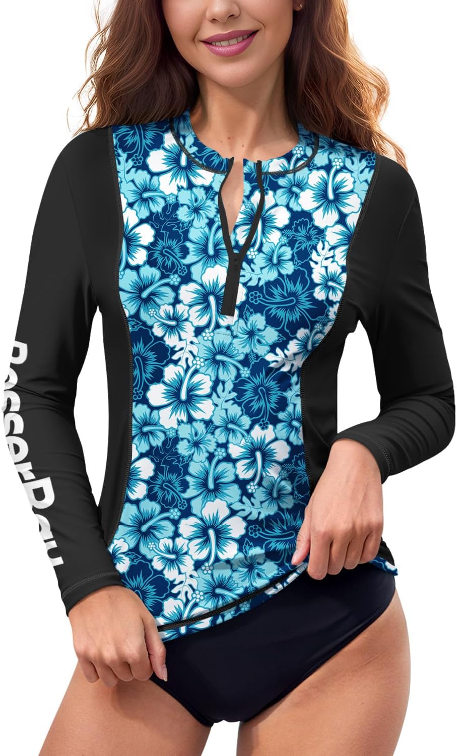 Maillot De Bain à Manches Longues Pour Femmes Protection UV Fermeture Éclair Avant