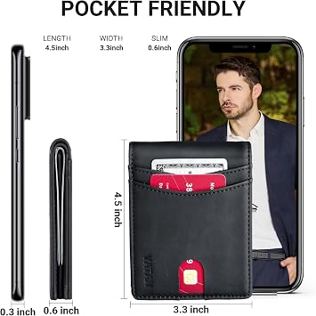 VATAN Wallet for Men Slim RFID Blocking Leather Credit Card Holder Wallet for 15 Cards, Bifold Minimalist Thin Wallet with 2 ID Windows & Cash Slot, With Gift Box (Crazy Horse Black)