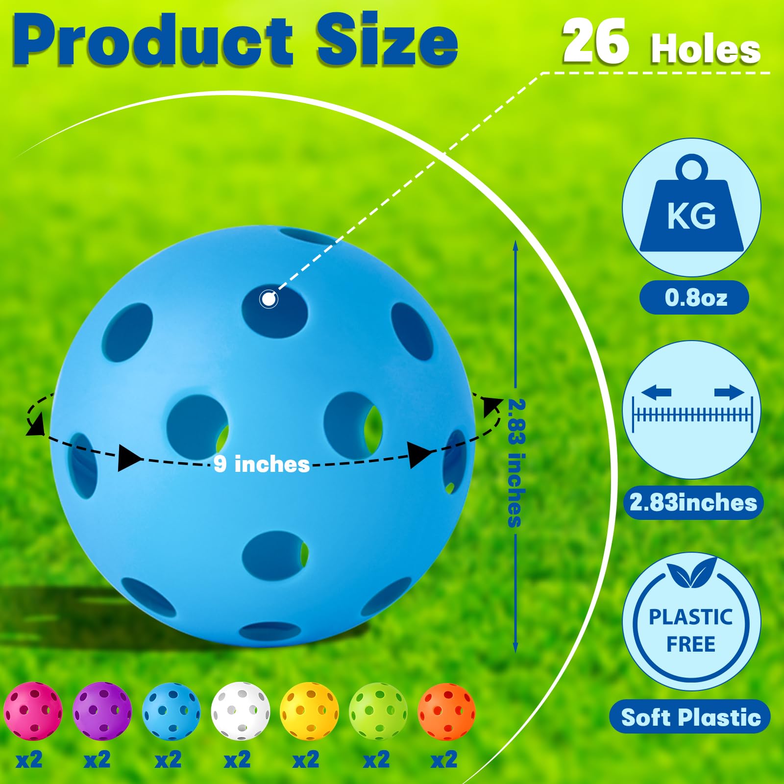 Coopay 14 Pack Baseball Practice Balls Plastic Training Balls Lightweight Hollow Softballs for Hitting, Baseball Training Indoor Outdoor Use (Multicolor)