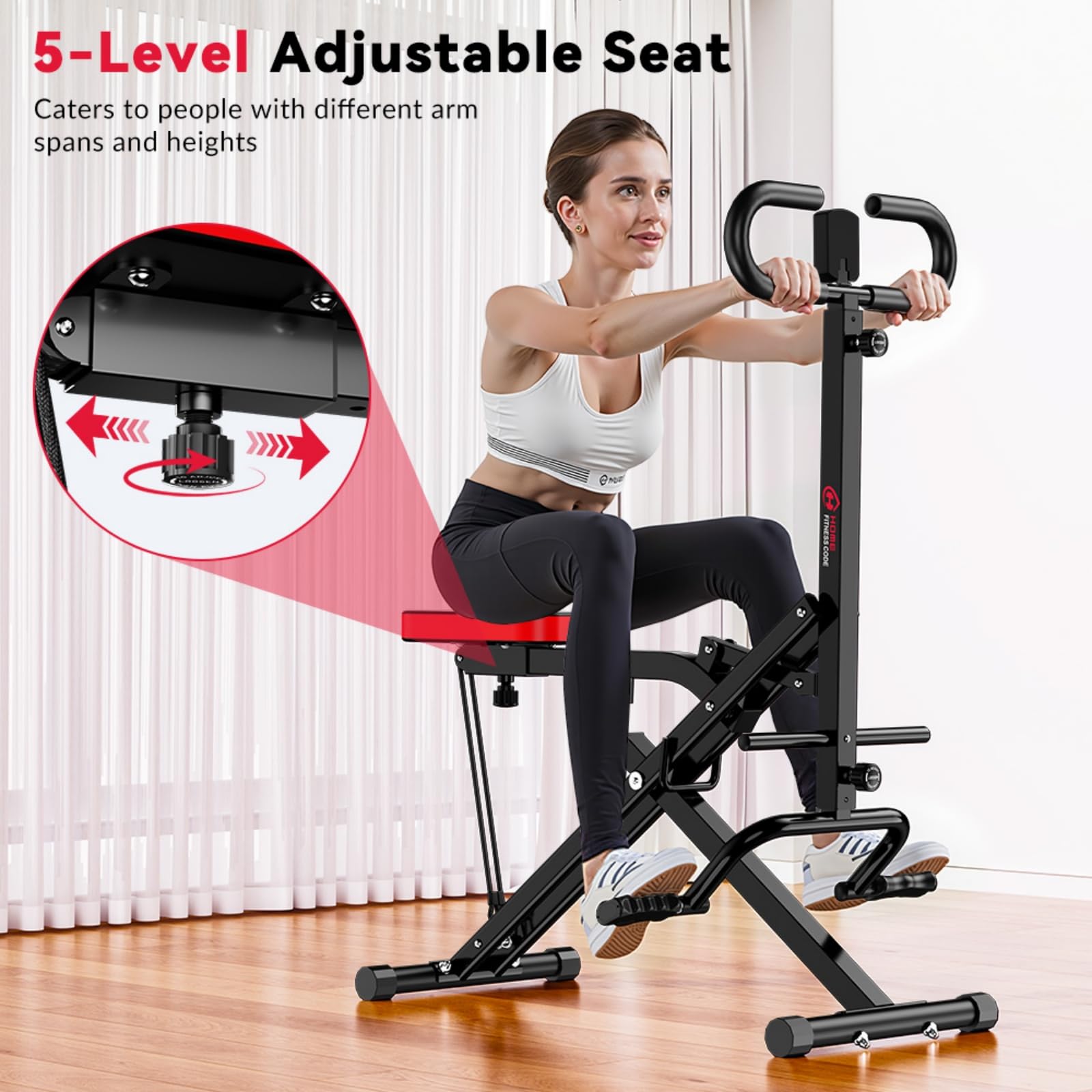 Squat Machine - Attrezzatura pieghevole per il fitness, Assist Row-N-Ride Trainer, portata 165 kg, AB Booster, attrezzo per l'allenamento addominale, pieghevole, 10 minuti di montaggio, per