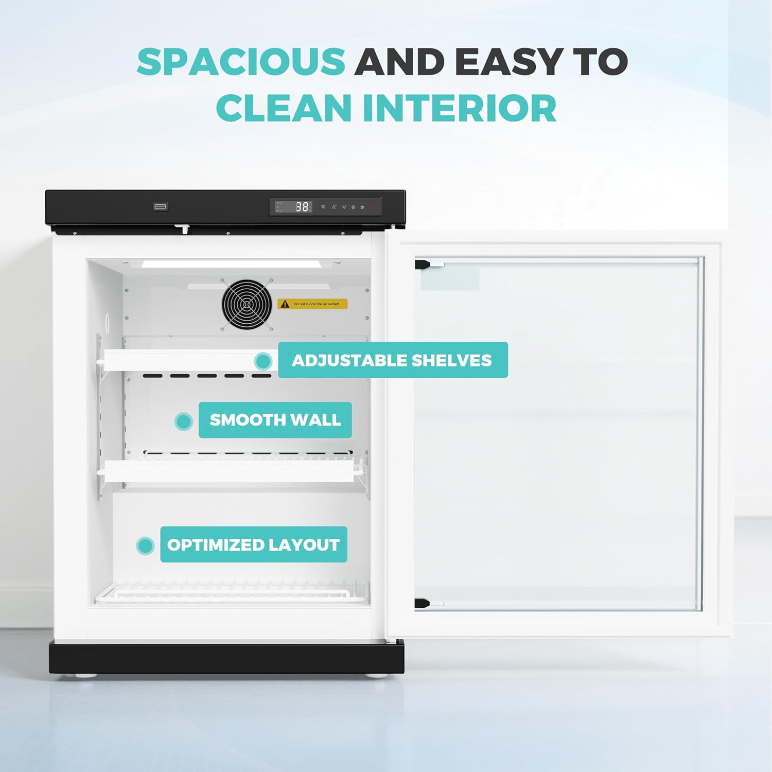 3.6 cu.ft. Medical Pharmacy Refrigerator, Digital °F Display and Alarm, Countertop Lab Fridge with Forced Air Cooling and Frost Free, Locking Vaccine Refrigerator for Clinic, Lab, Pharmacy