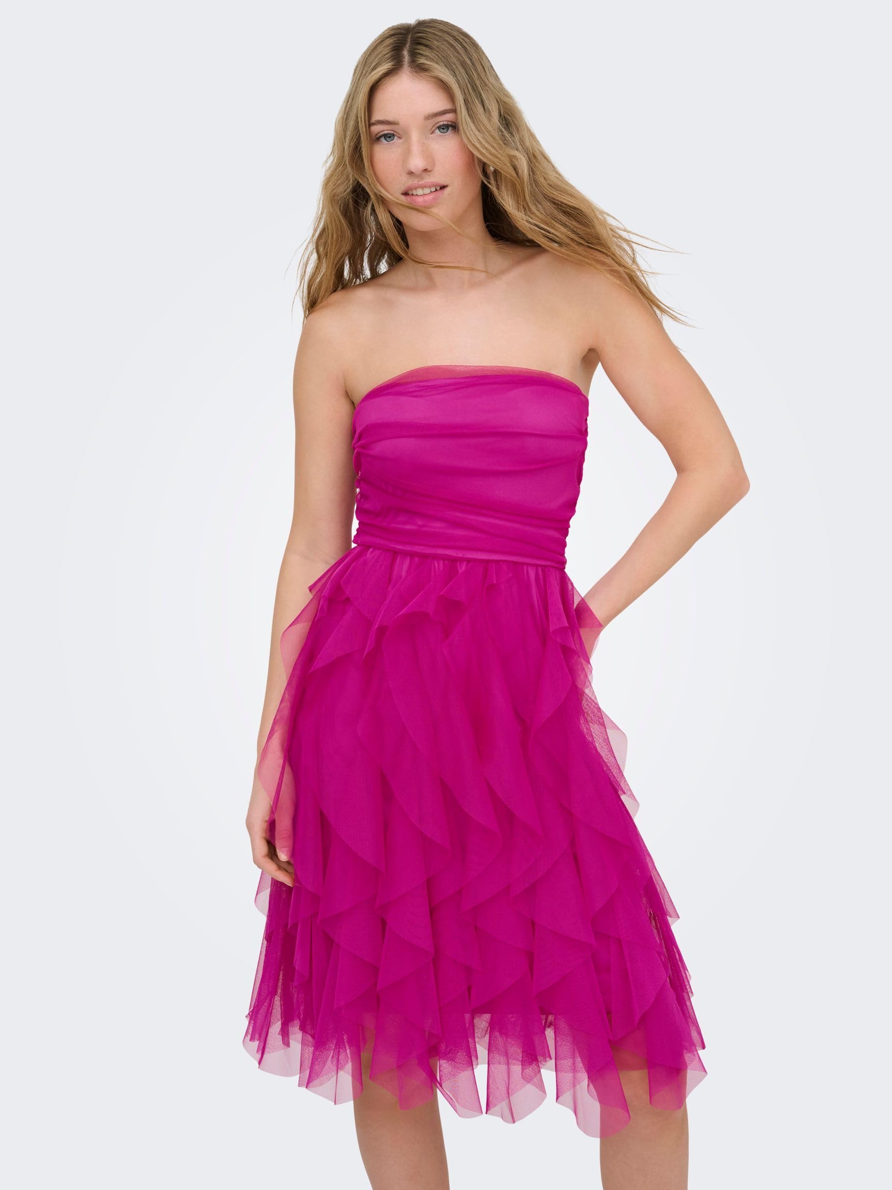 Only Onlhighsky S/L Ruffle Midi Dress Jrs Onlhighsky S/L Ruffle Midi Dress Jrs Donna (Pacco da 1)