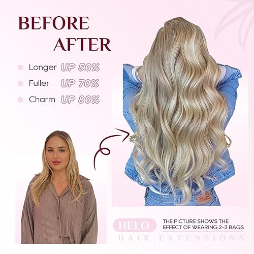 Miniatura 5 de DIYOMO - Extensiones de cabello humano real, extensiones de cabello humano real, diadema transparente, tamaño ajustable, extraíble, seguro,