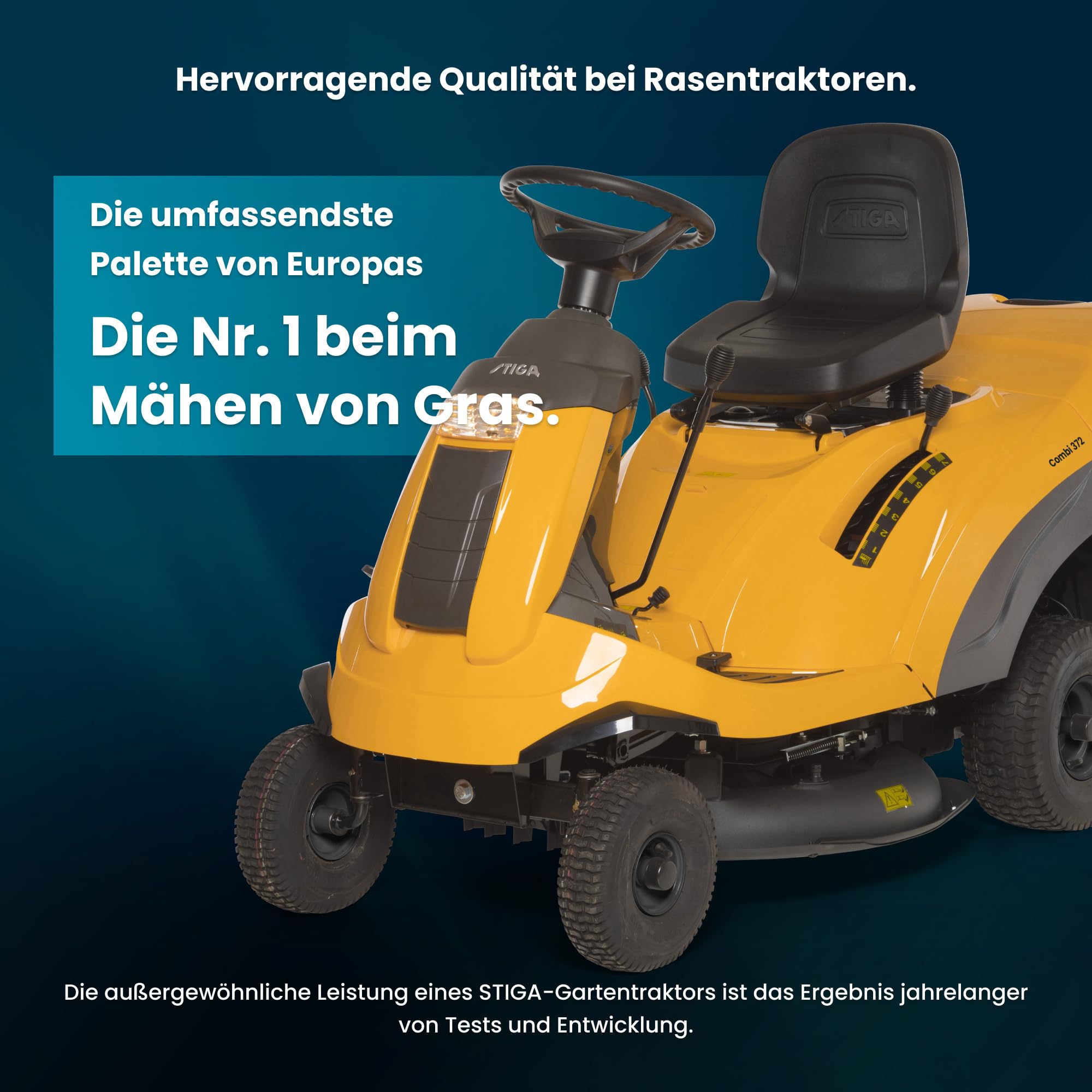 STIGA Combi 372 Aufsitzmäher, 414 cc, 72 cm, 170 L – Hydrostatisches Getriebe, Mulchfunktion – Rasenflächen bis 2.500 m²