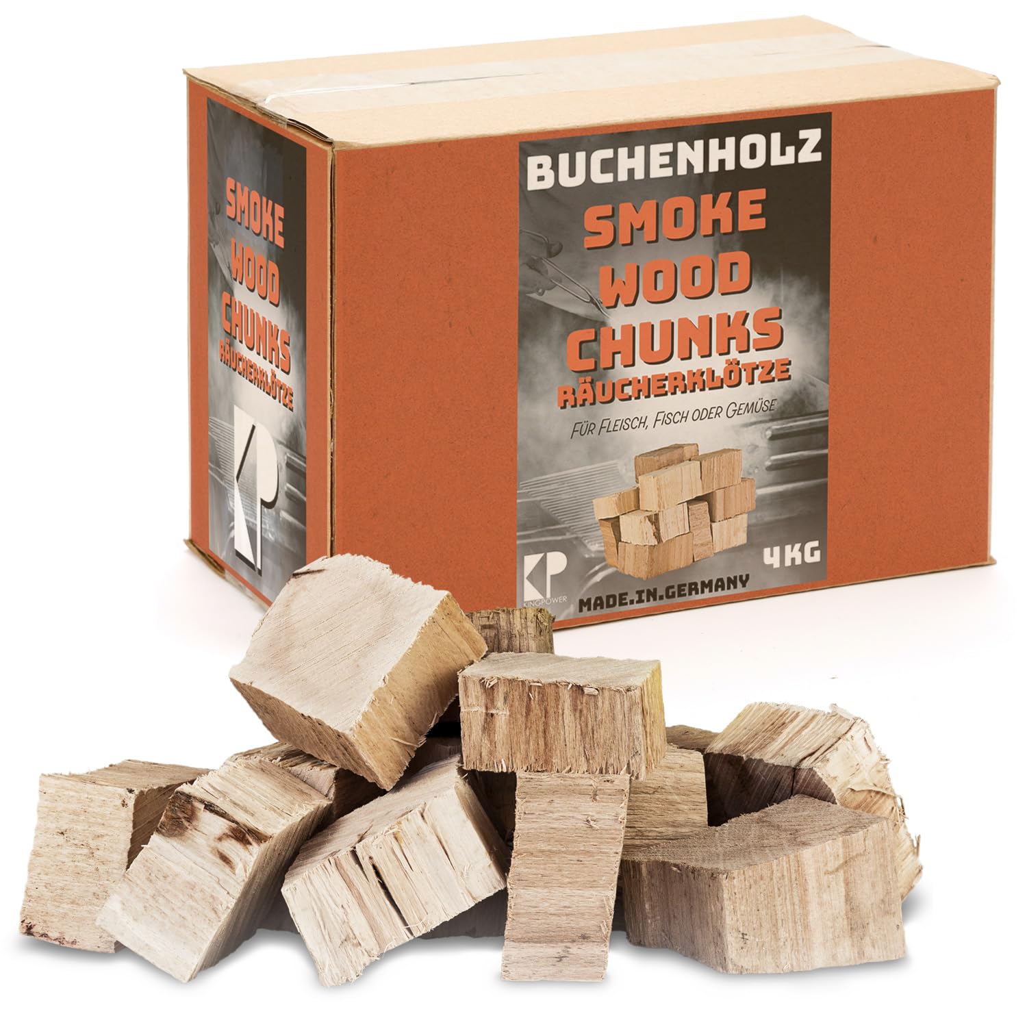 Kingpower Morceaux à Fumer hêtre 2-4 kg XXXL Bois Fumage Grill Fumé Blocs de Fumage Smoking Chunks, Quantité:4 kg