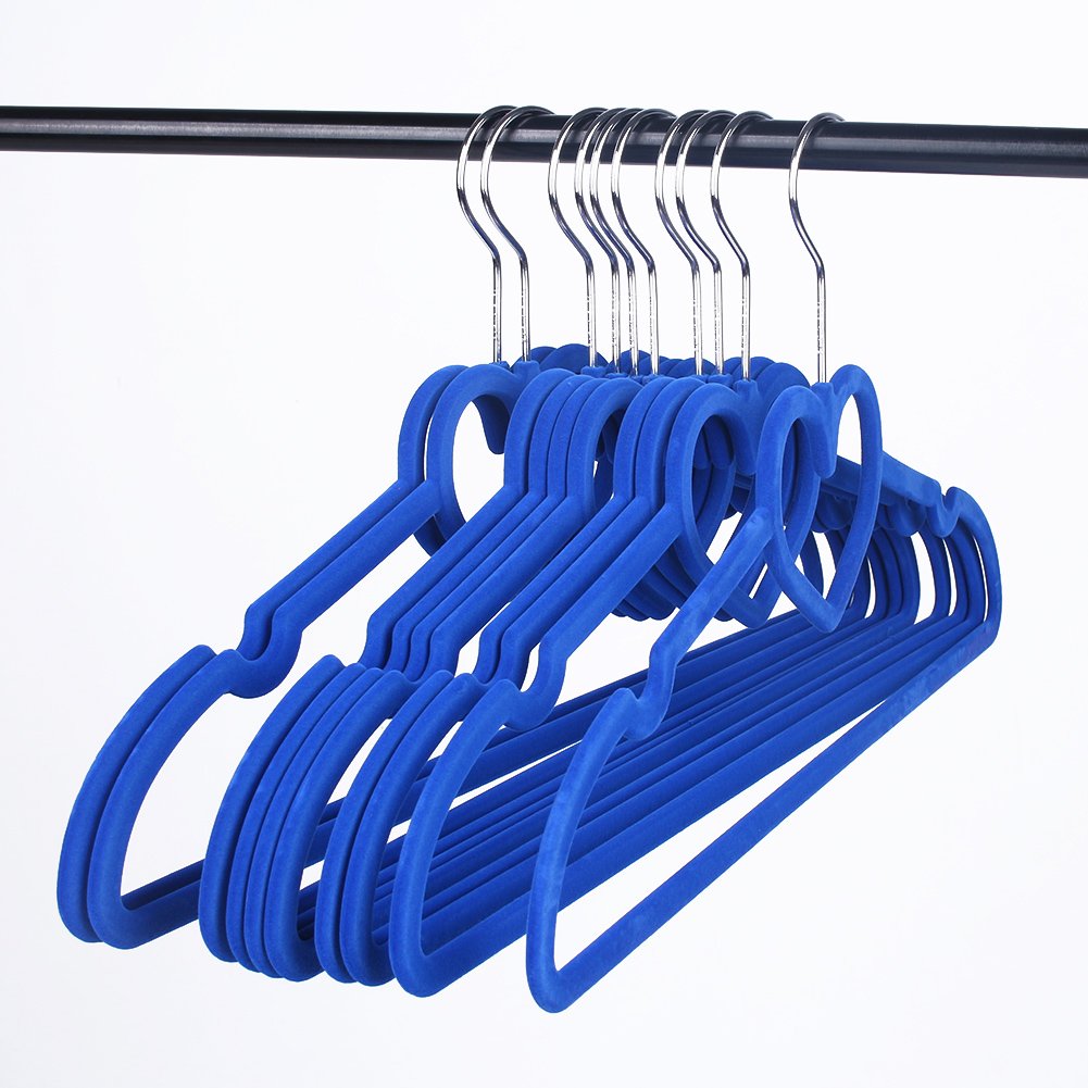 10 Piezas Percha, Colgante de Ropa Antideslizante, Terciopelo en Forma de corazón, Percha para Ahorrar Espacio, Camisas, Pantalones, Blusas, Bufandas, Abrigos(Azul)