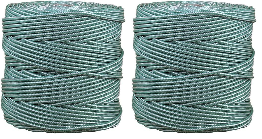 Cofan Bobina de cordón Trenzado de Polipropileno | Diámetro de 5 mm | Longitud de 200 Metros en Color Blanco/Verde (Paquete de 2)