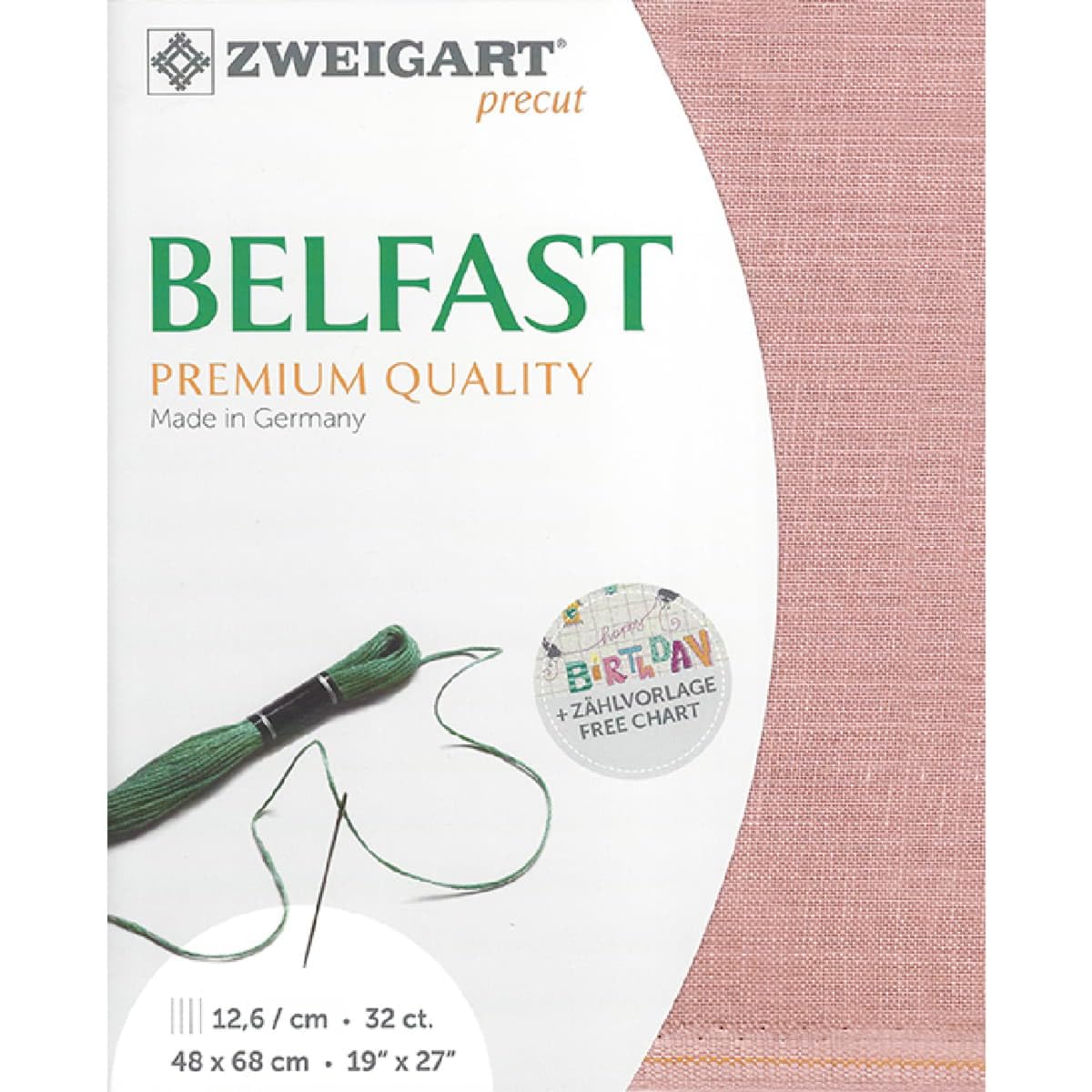 Toile à broder au point de croix Zweigart Belfast 4042 coupon de tissu pré-découpé