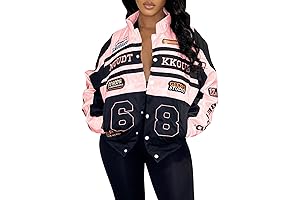 Varsity Jacket Women Motorcycle Retro Detachable Racecar Jacket