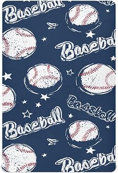 Baby Crib Sheet Star Baseball Sport Crib Mattress for Boys and Girls Playard Sheet Soft Breathable Fitted Baby Mattress Cover 52x28in