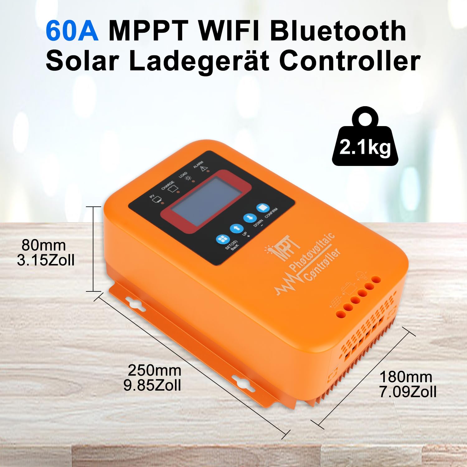 【60A Regulador MPPT Bluetooth WIFI】KWODE 60A 12V/24V/36V/48V Controlador de Carga Solar Regulador Solar MPPT Bluetooth WIFI Regulador de Carga para Ácido de Plomo, Gel,Fosfato,Turner, Litio Baterías