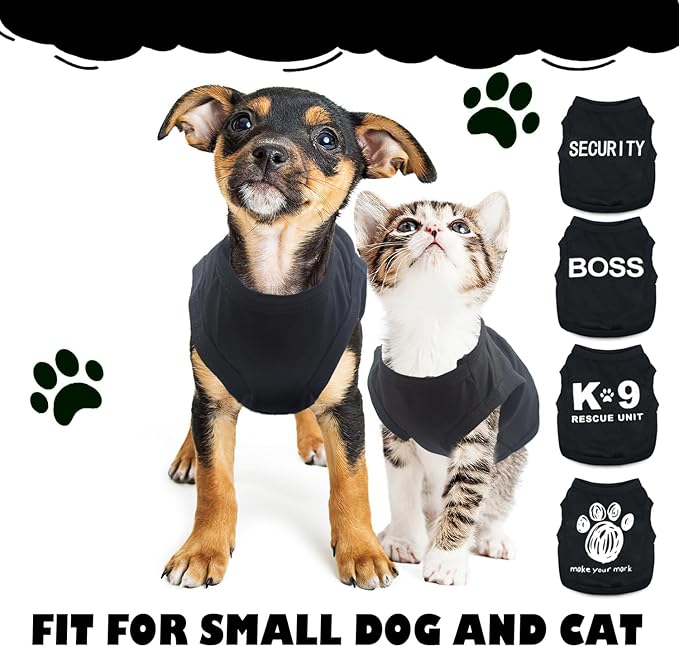 Pack de 4 Ropa para Perros Pequeños, Camisetas de Verano para Macho, Talla XS, Negro miniatura 3