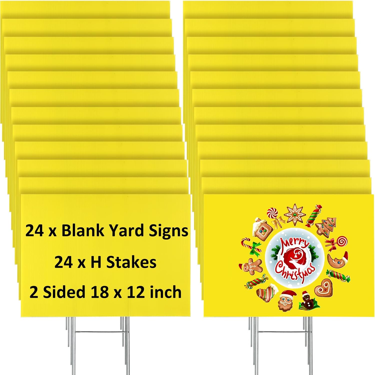 24 Sets Blank Yard Signs With H Stakes Waterproof Custom