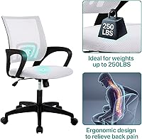 Vista 4 de HHS Silla de oficina ergonómica para el hogar, silla ejecutiva de malla, respaldo medio, silla de escritorio ajustable con soporte lumbar, silla