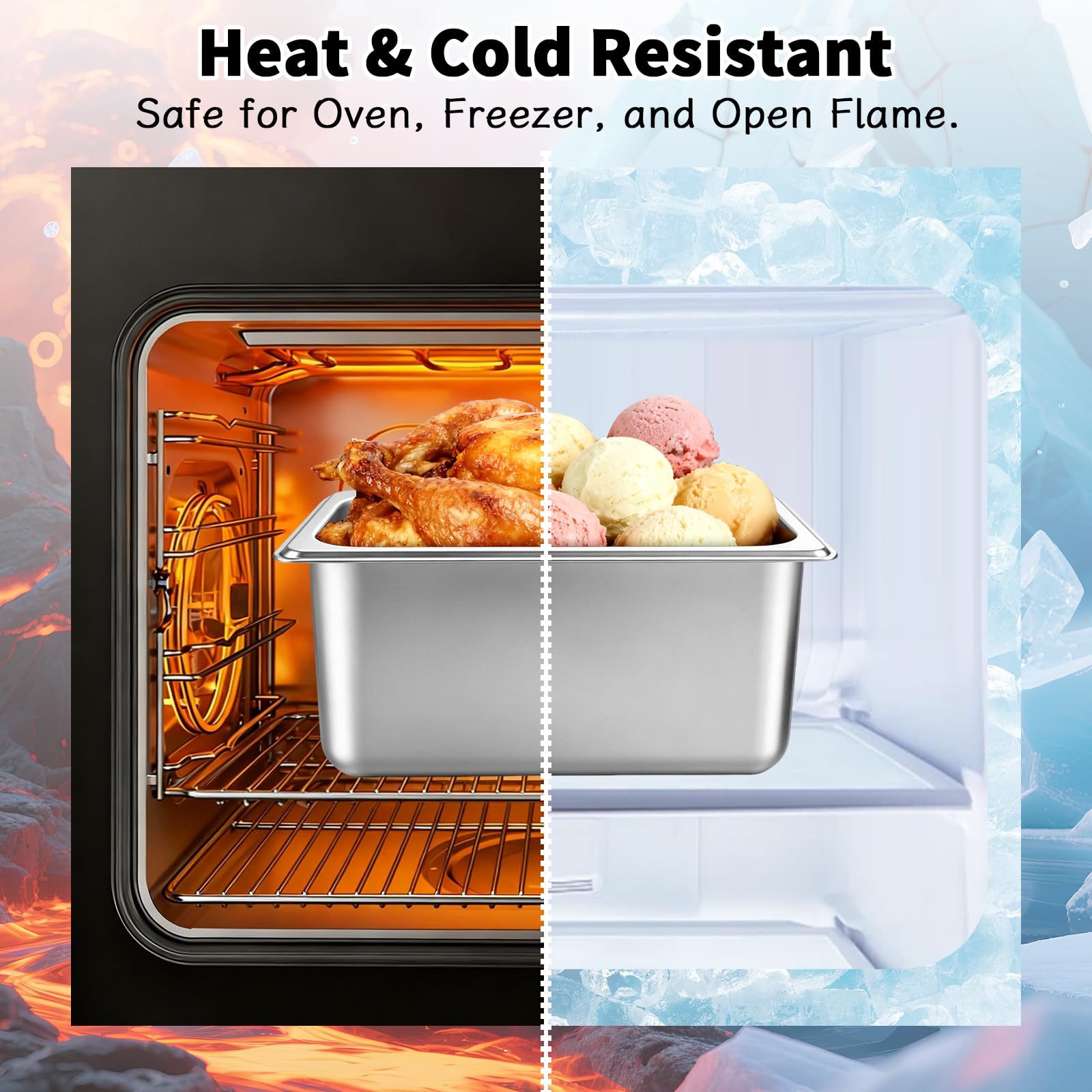 Set da 6 Contenitori GN 1/3 in Acciaio Inox con Coperchio | Vaschette Gastronorm Impilabili 33x18x15cm, Contenitori Professionali in Acciaio Inossidabile per Cucina, Buffet e Catering
