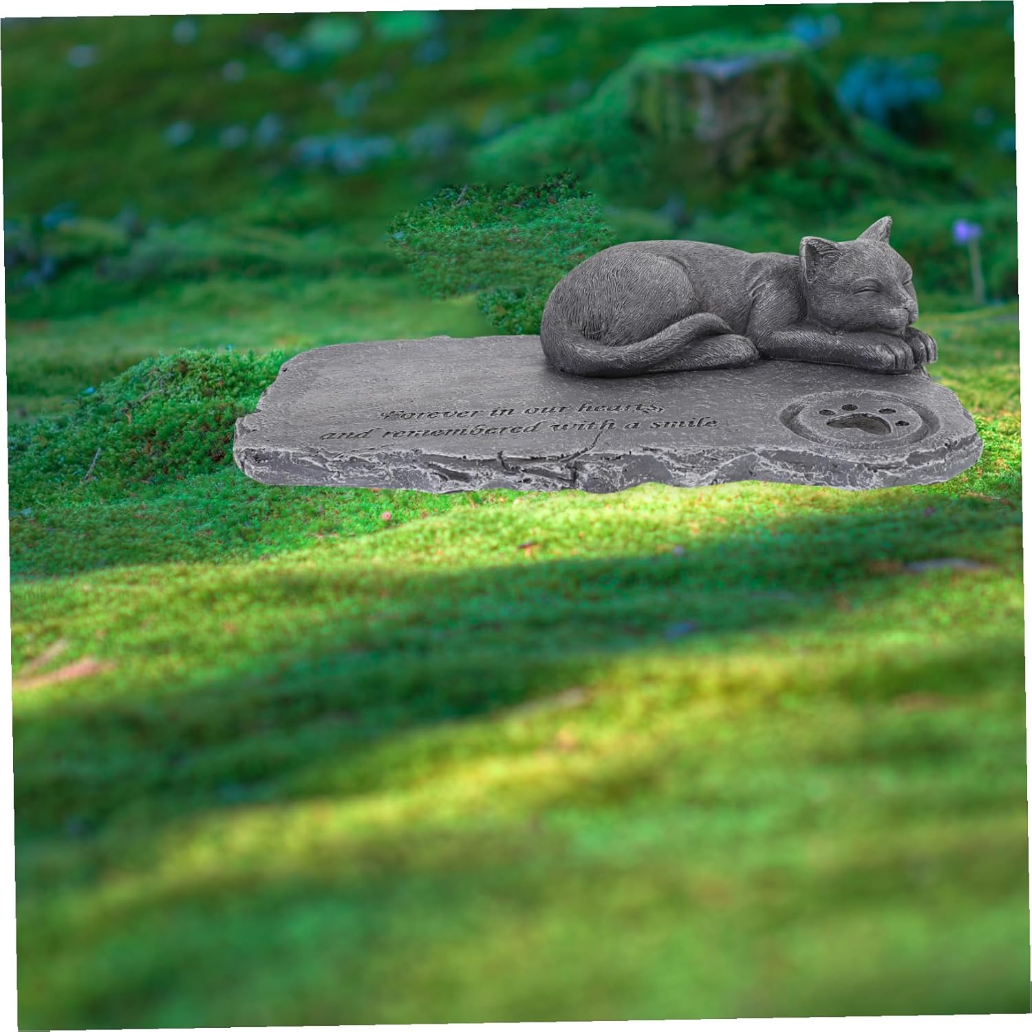 Resin Cat Memorial Stone Pet Tribute Statue for Garden and Home Pet Burial Marker Comforting Loss of Cats Memorial Keepsake
