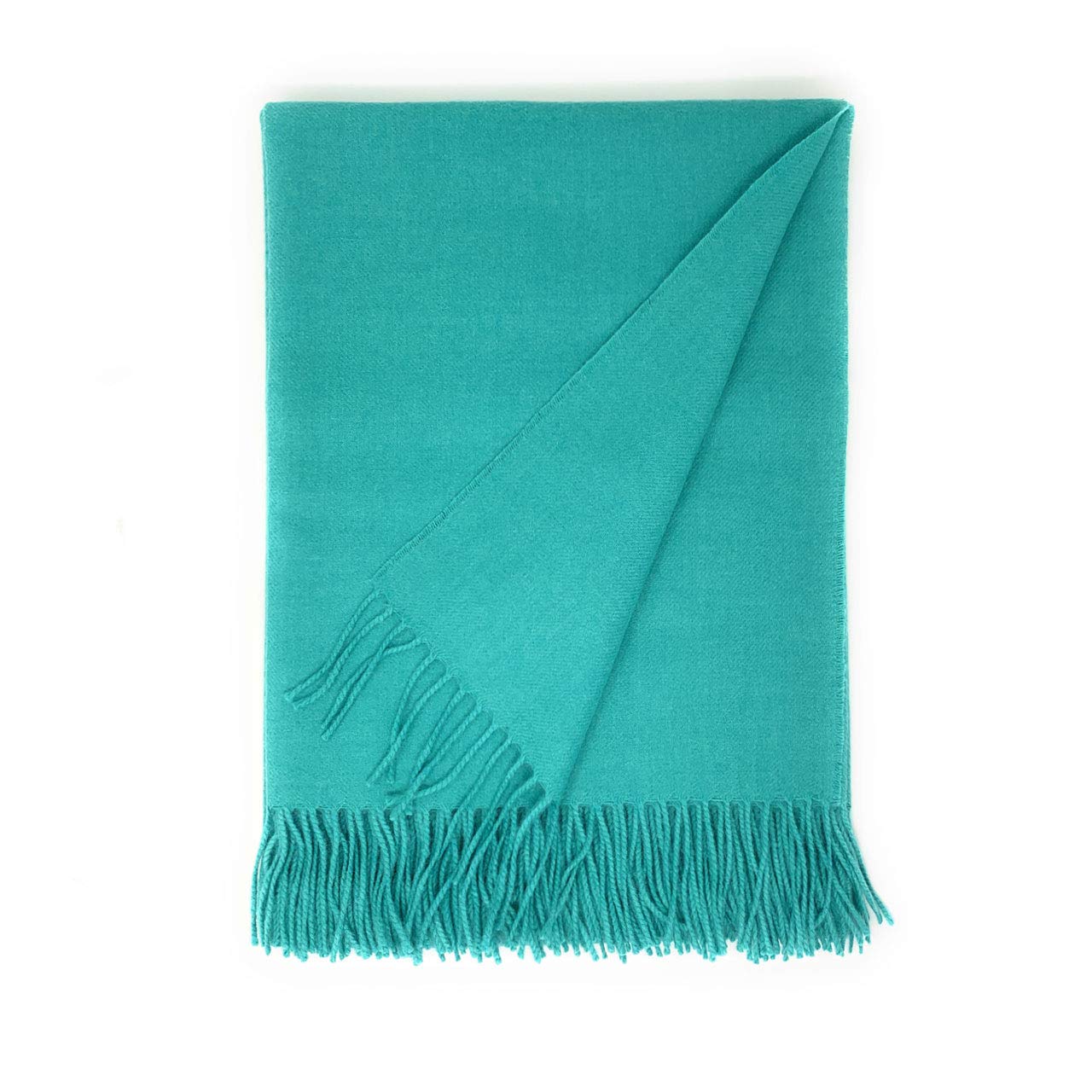 100% Baby Alpaca Wool Solid Throw Blanket, All Natural, Hypoallergenic & Allergen Free for Home Decor or Travel, 51 x 71 inches (Burma Jade)