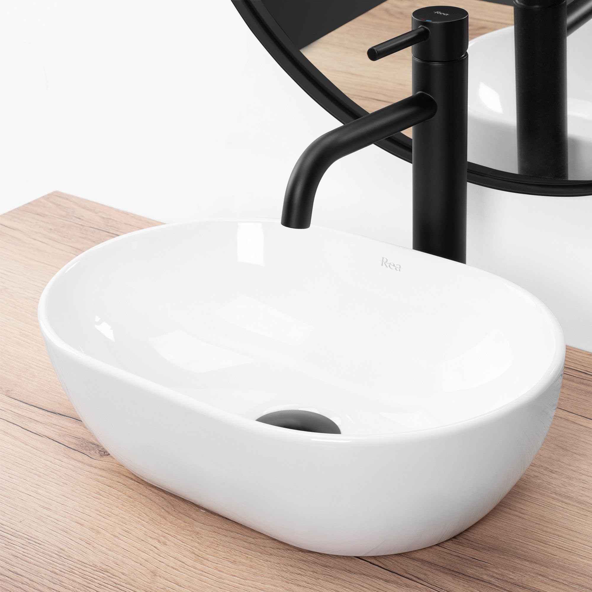 Rea - Lavabo Da Appoggio Amelia Mini Lavabo Bagno 26 X 38 X 12 cm Ceramica (Bianco)