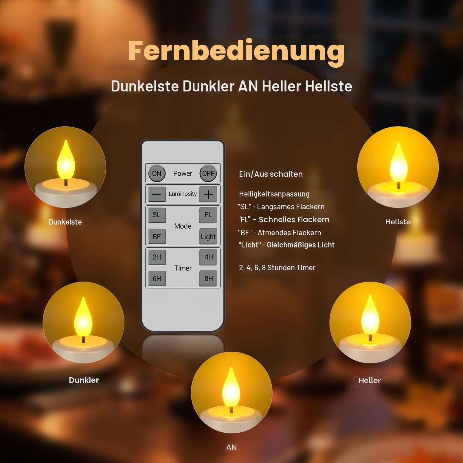 SoulBay Wiederaufladbare Teelichter 12 Stück LED Kerzen mit Fernbedienung Timer USB-C