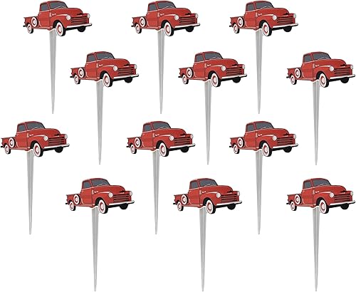 Miniatura 6 de Adornos para cupcakes de camión vintage rojo